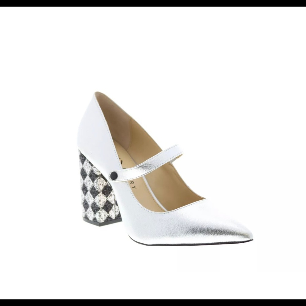 Katy Perry The June Womens Silver Synthetic Slip On Pumps Heels Shoes 5.5